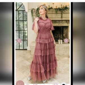 Elegant Ruffled Mauve Dress